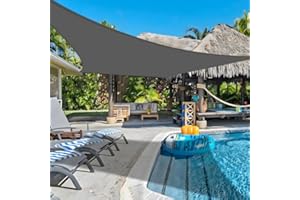 COOLBOYS 16'x 16' Sun Shade Sail Dark Grey Rectangle UV Block Outdoor Shade Canopy Sunshade for Patio Lawn Garden Carport Backyard Deck Pergola