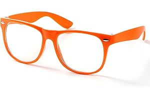 Spooktacular Creations Orange Nerd Glasses with Clear Lenses, Orange Square Eyeglasses Nerd Costume Accessories, Retro Costume Glasses for Men Women Halloween Costumes Party Cosplay Props