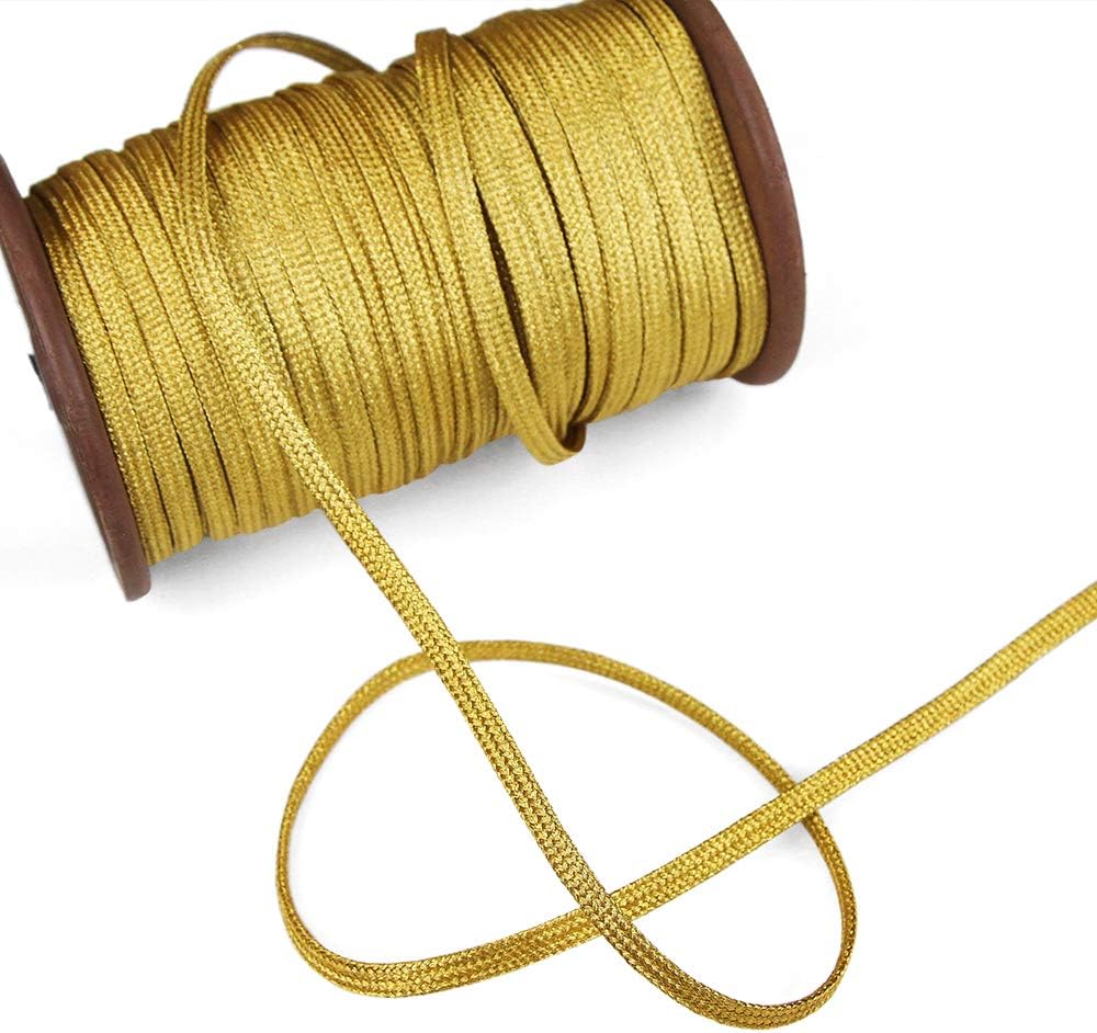 5 Yards of PIPER 5mm Metallic Flat Cord (for Loops and Curves), Yellow Gold