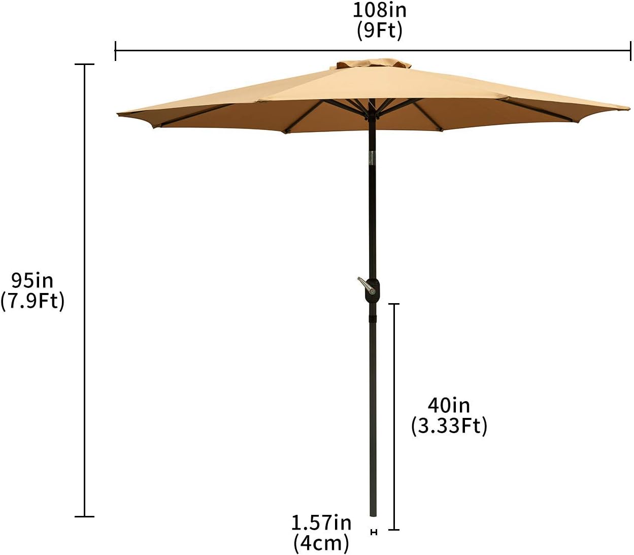 Doit 9ft Solar Led Lighted Patio Table Umbrella With Crank And 8 Ribs 2 Layers With Ventilation Tilt Adjustment Outdoor Umbrella With Fade Resistant Water Proof Fabric And Push Button Without Base Umbrellas