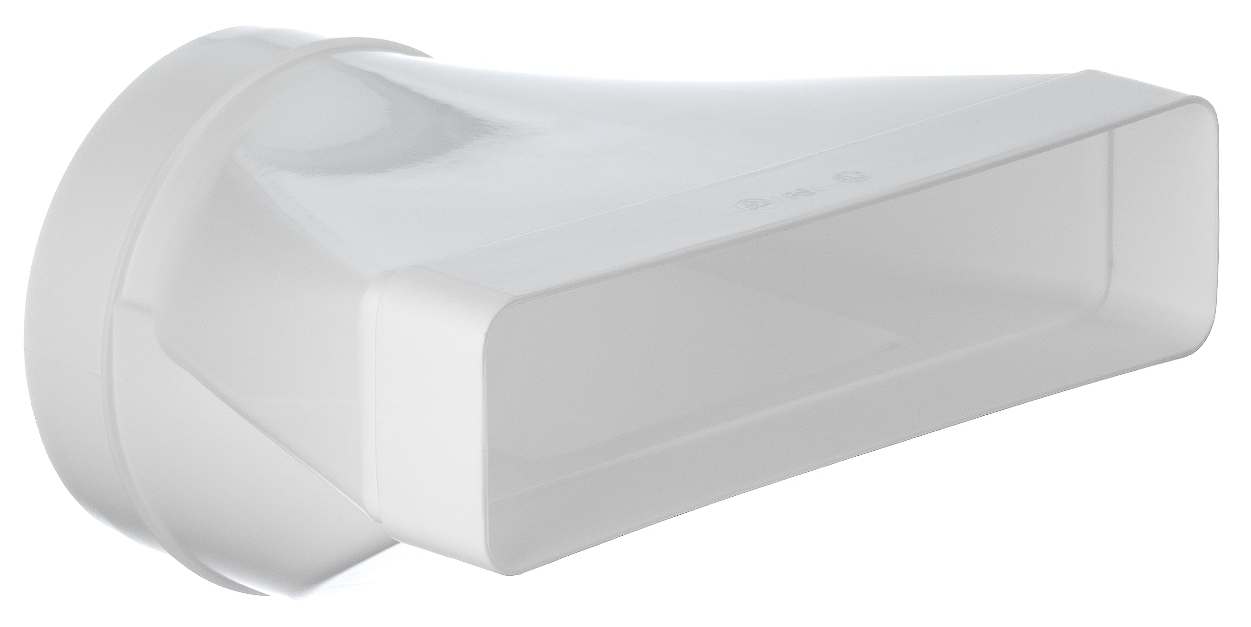 Steinberg14 White 220x55mm - Ø 125mm Flat Channel to Round Pipe Ducting Adaptor - Plastic Straight Connector, Adapter, Reducer - 8 x 2 inch to Ø 5 inch — image 1