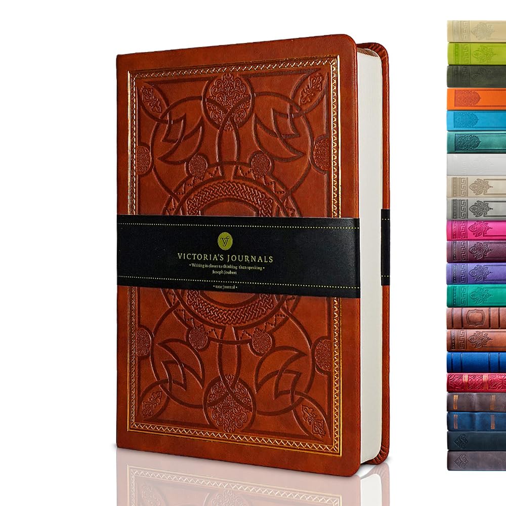 Victoria's Journals, Diaries, Vintage Faux Leather, Hardback, Ruled, Old Fashioned Travel Journal, 14.5 x 20.5 cm, Brown — image 1