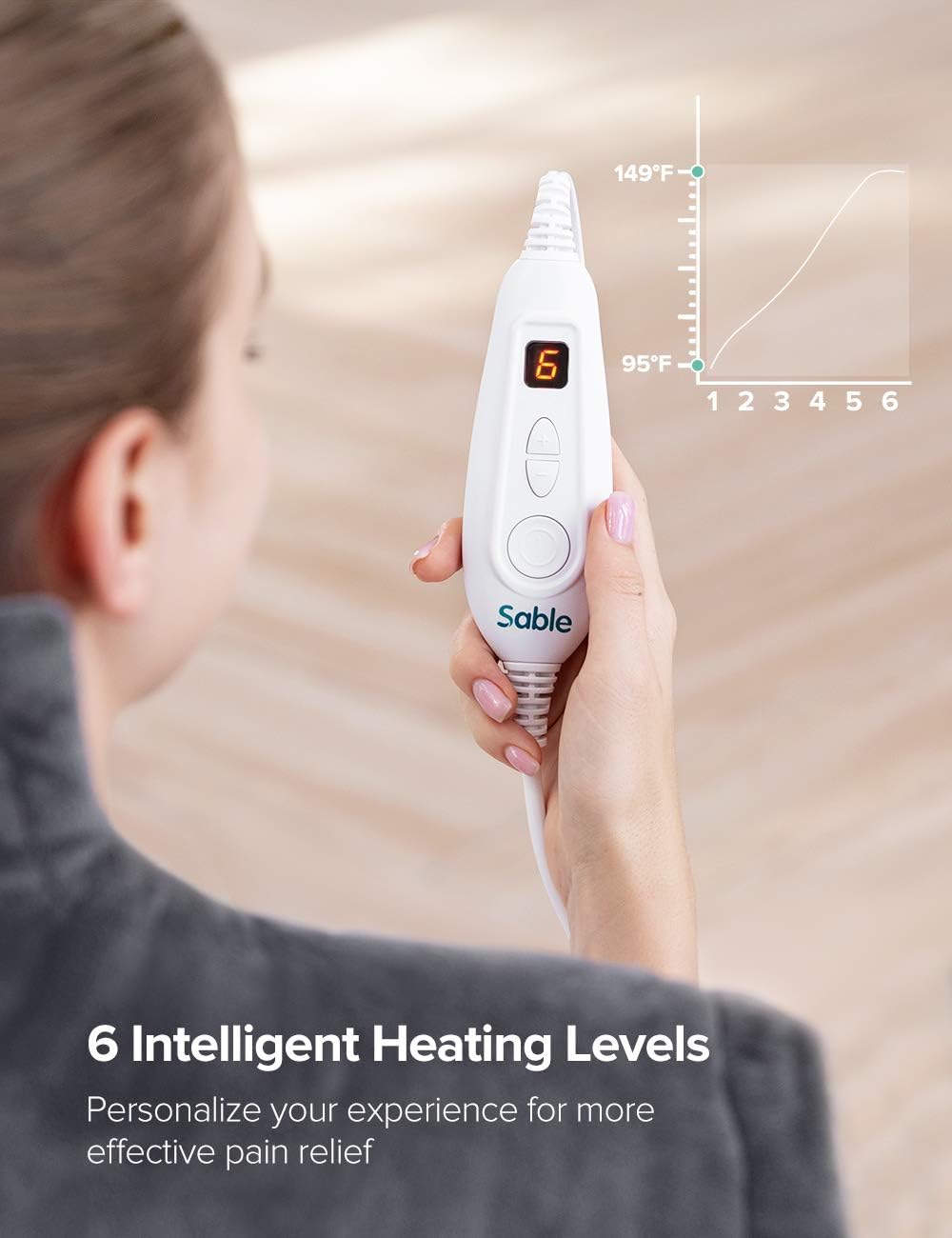 Large Heating Pad for Neck and Shoulders Pain Relief, Sable Heating Wrap for Neck with Auto Shut Off - 6 Temperature Settings: Health & Personal Care