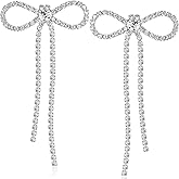 Simulated Diamond Bow Stud Earrings for Women - Small Sparkly Cubic Zirconia Studs, Hypoallergenic and Safe for Sensitive Ears