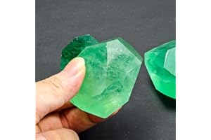 AIERCRYSTAL Natural Crystal Geometry Polishing Raw Stone Mineral Specimen Viewing Stone Aquarium Home Decor (Green Fluorite, 70-100 g)