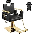 LUXMARS Barber Chair Hair Chairs Salon Chair Hydraulic Rolling Swivel Barber Chairs Reclining Barber Chairs 360 Degree Swivel for Barbershop Hair Salon Spa Equipment-Black