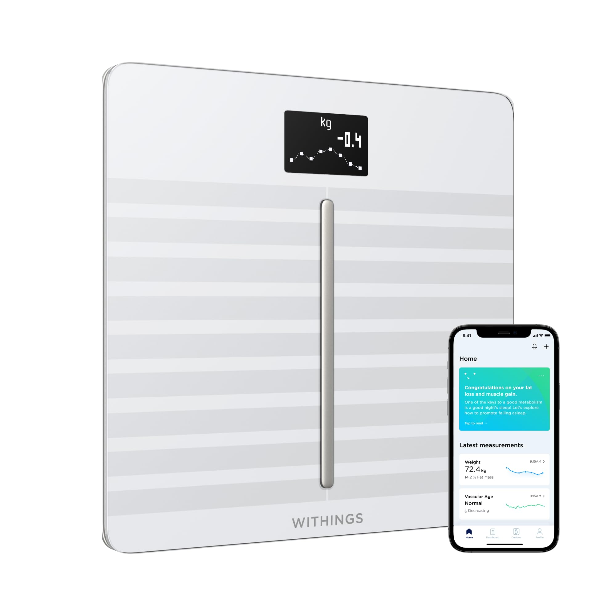 Withings Body Cardio- Wi-Fi Smart Scale with Body Composition & Heart Rate, White