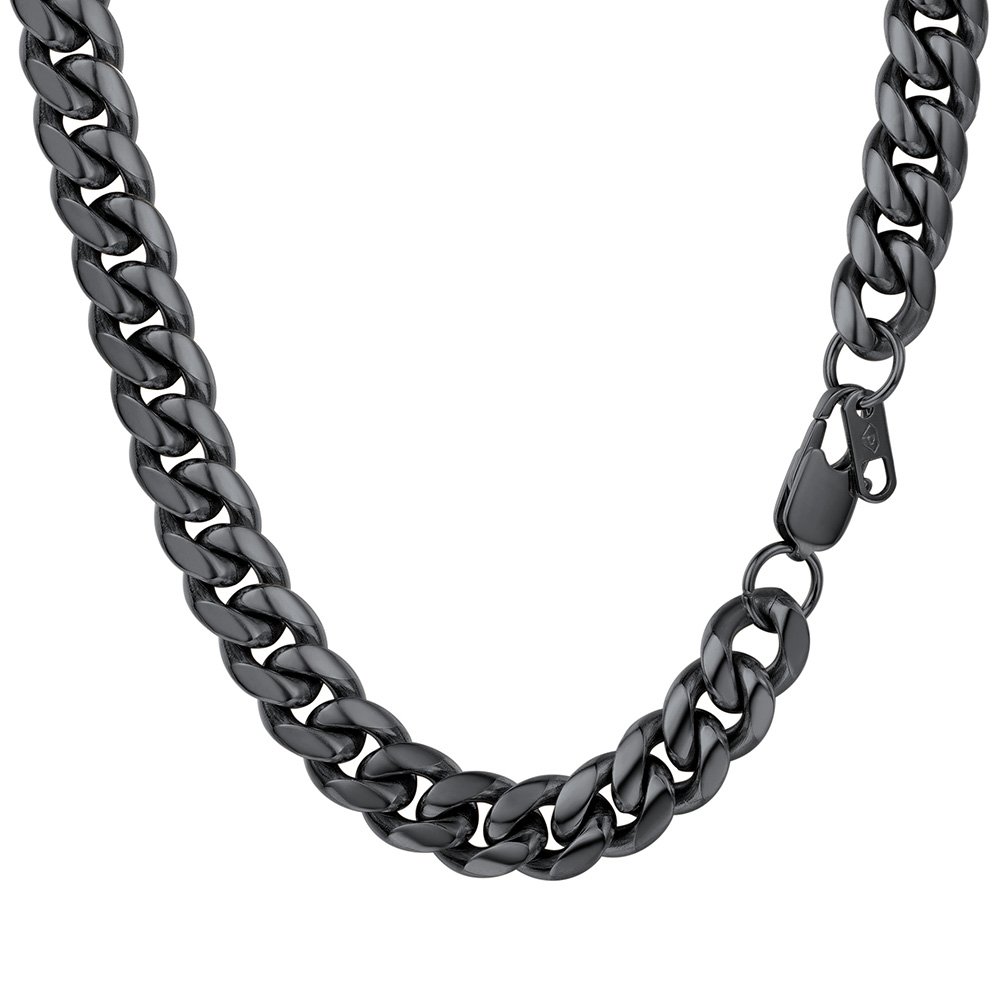 PROSTEEL Black Chain Men 10mm 18 inch Stainless Steel Cuban Necklace Thich Hip Hop Rapper Chain โ image 1