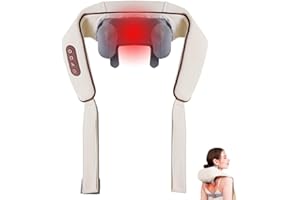 CheckSimple Therapexa Neck & Shoulder Massager with Heat,6D Shiatsu Back Massager for Pain Relief Deep Tissue,Massager for Shoulder, Leg, Muscle Soreness(Beige)