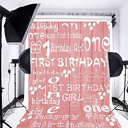 3x5ft Laeacco Vinyl Photography Backdrops Sweet Pink Tone for Girls Baby First Birthday Party One Birthday Photo Background Studio Props 1x1.5meter