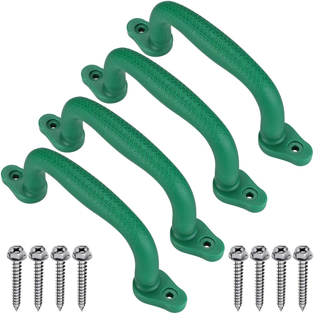 BeneLabel 4 Pack Climbing Handles, 18cm Playhouse Hand Grips Soild Climbing Frame Grab for Swing Set/Playset/Playhouse/Play Park/Indoor Outdoor Monkey Bars/Treehouse/Bunk Bed Accessories, Green