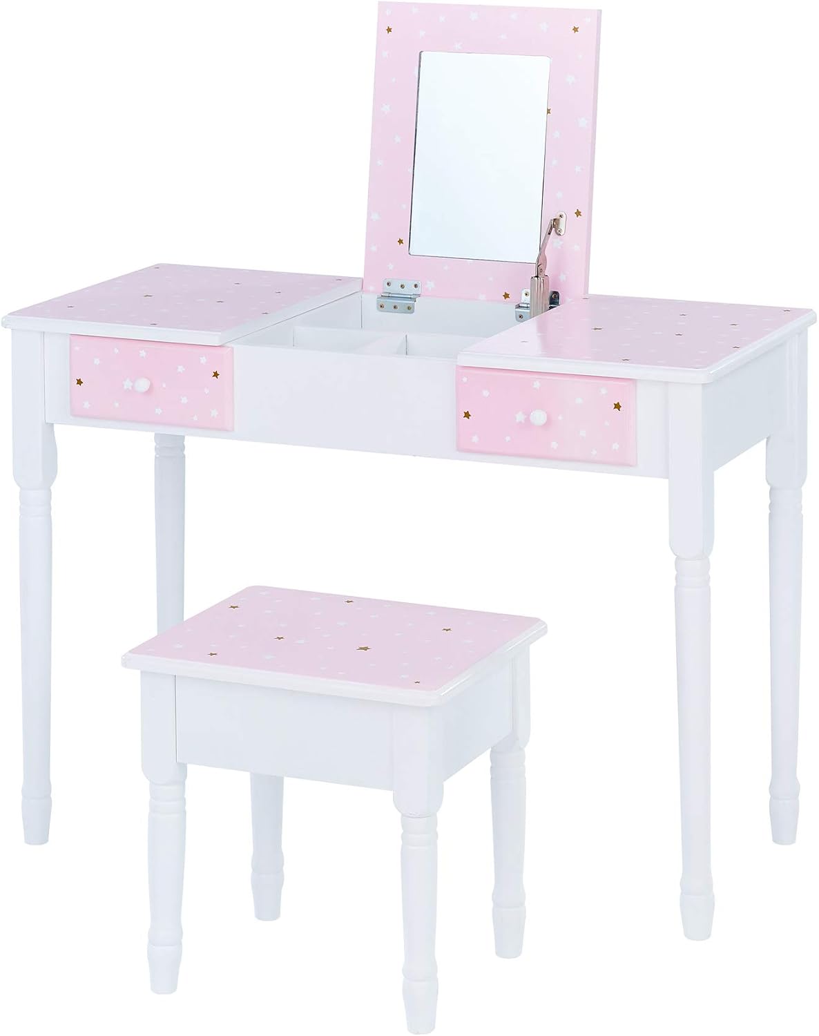 Fantasy Fields By Teamson Kids 'Kate' Play Dressing Table/Vanity with Storage Pink/White TD-13295A