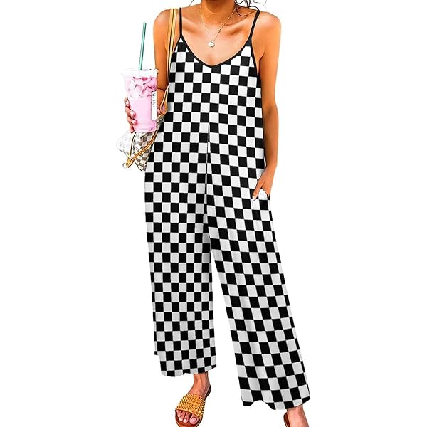 その他 bel&bow checkerboard overall Amazon.com: GEZOUR Women's Classic Checkerboard Bib Overalls