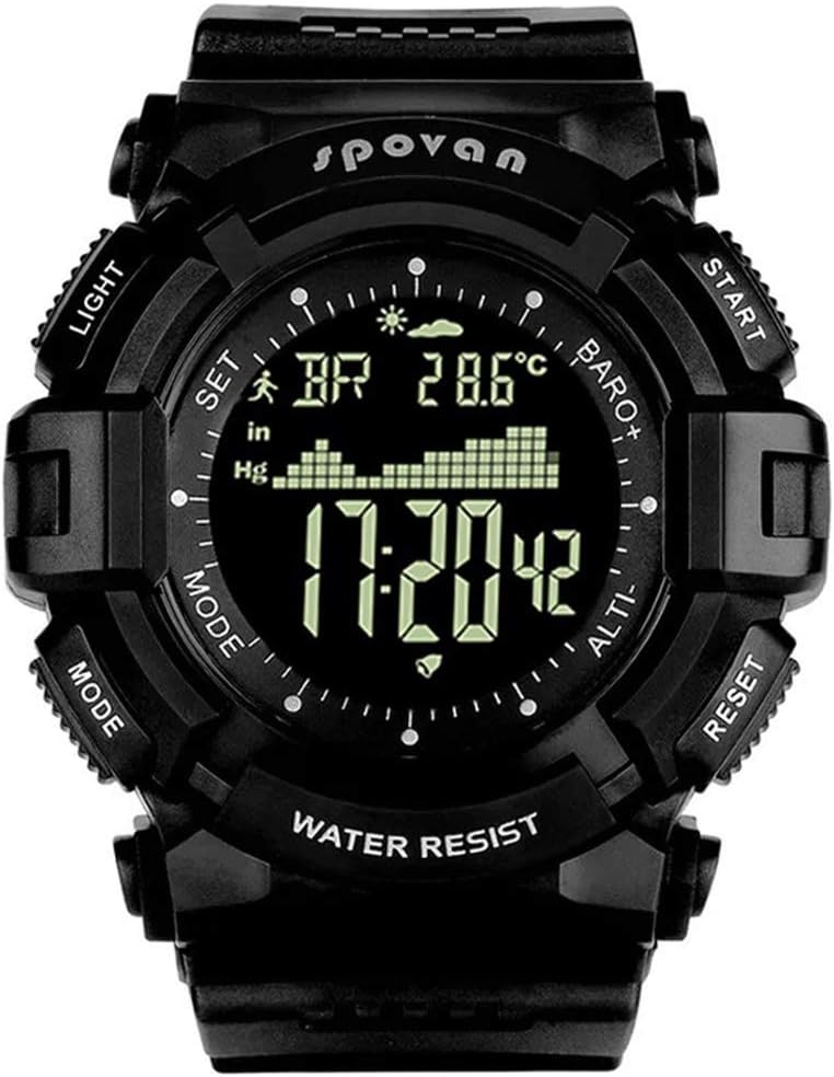 WTianang Men's Watch Outdoor Smart Sports Watch Spovan Luminous Mountain Climbing Waterproof Running Healthy Multifunctional Altitude Watch (Color : A)