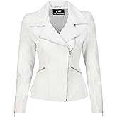 Jild Women's Asymmetrical Zip-Up Real Lambskin Leather Motorcycle Jacket - Casual Fashion Moto Biker Leather Jacket Women