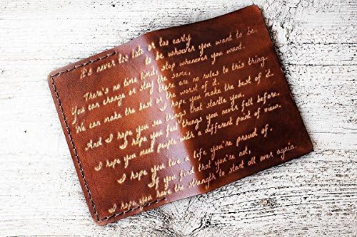 Leather Passport Cover F. Scott Fitzgerald Inspirational Quote Travel Wallet - Benjamin Button Quote Graduation Gift
