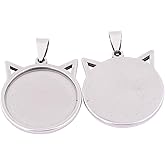 Reidgaller 10pcs Stainless Steel Round 25mm Cabochon Base Settings DIY Bezel Pendant Trays for Necklace Jewelry Making (Plain Steel)