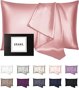 INSSL Silk Pillowcase for Women, Mulberry Silk Pillowcase for Hair and Skin and Stay Comfortable and Breathable During Sleep. (Coral, 20