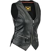 A&H Apparel Women Motorcycle Biker Classic Vest Genuine Cowhide Leather Vest With Gun Pocket