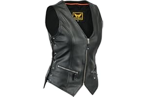 A&H Apparel Women Motorcycle Biker Classic Vest Genuine Cowhide Leather Vest With Gun Pocket