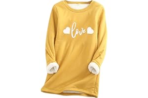 AGWOLF Fleece Sweatshirts for Women Love Print Sherpa Lined Plush Pullover Crewneck Thick Warm Tops 2024 Fall Winter Outfits