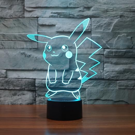 Pokemon Pikachu 3d Led Night Light Elstey 3d Optical Illusion