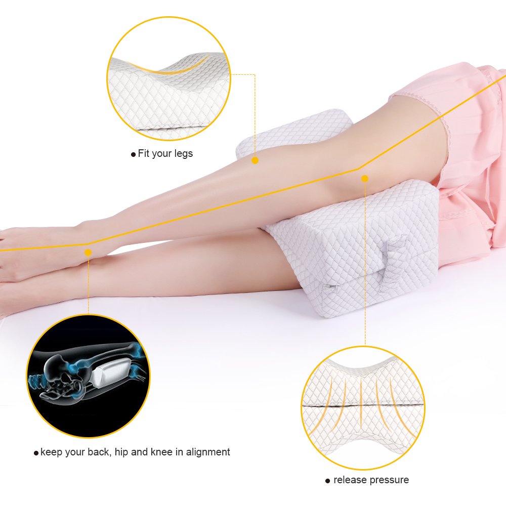 NURSAL Memory Foam Knee Pillow for Sciatica Relief Hip, Back Pain Leg Pain