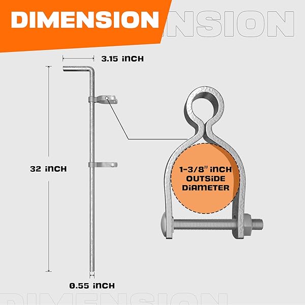 AMOSKEY HEAVY DUTY GATE DROP ROD – 1-3/8″ 32″ FOR SINGLE OR DOUBLE CHAIN LINK FENCE GATES, 1 PACK