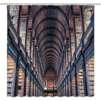 Trinity College Library Shower Curtain Ireland's Oldest Library Dublin Magnificent Long Hall Arch Precious Books,Polyester Bathroom Set Curtains 70x70 Inch With Hooks Brown Taupe