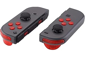 eXtremeRate Transparent Clear Red Replacement ABXY Direction Keys SR SL L R ZR ZL Trigger Buttons Springs, Full Set Buttons T