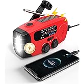 Emgykit 086S Hand Crank Emergency Radio - 2000mAh/7400mWh AM/FM/NOAA Solar Hand Crank Emergency Radio with 3 LED Flashlight, 