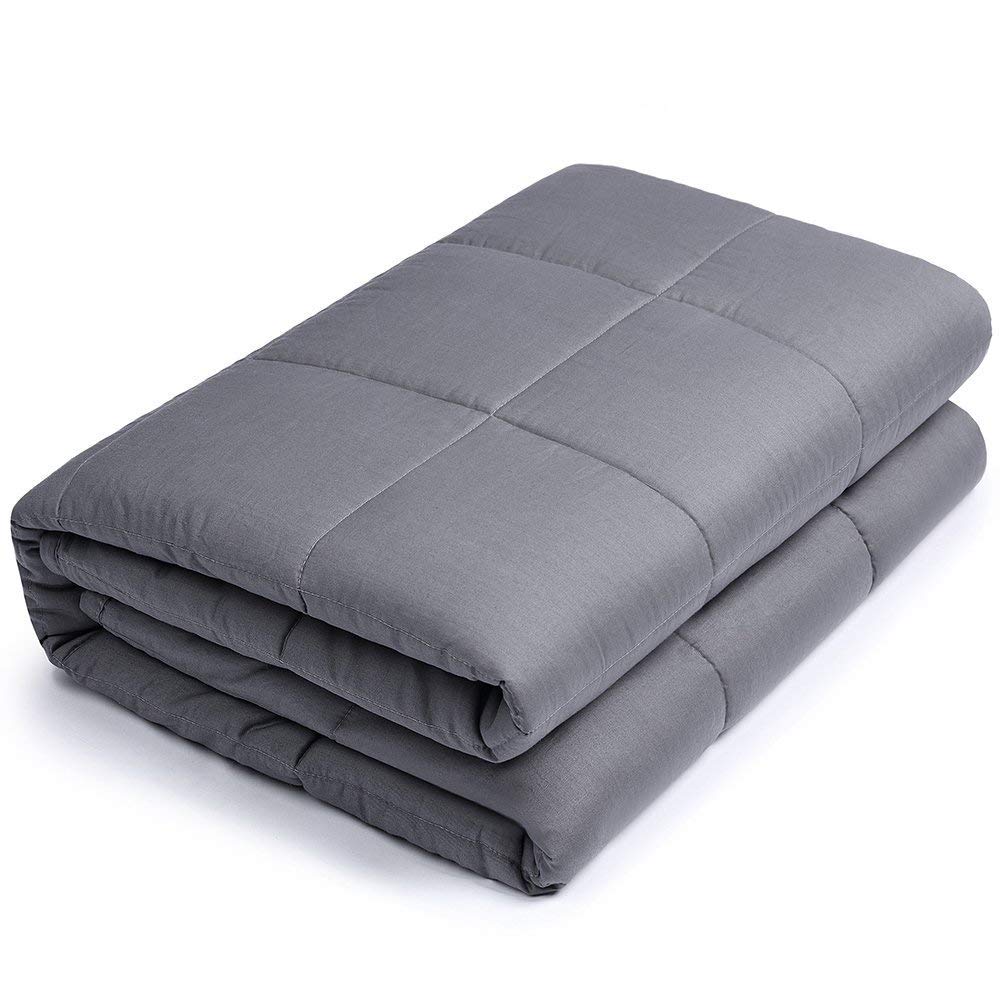 BUZIO Weighted Blanket for Adults (17 lbs for 100-150 lbs Persons),Perfect for Relaxation, Fall Asleep Faster and Better, Reduce Stress and Anxiety,Autism,Idea as a Gift(60” x 80”,Dark Grey)