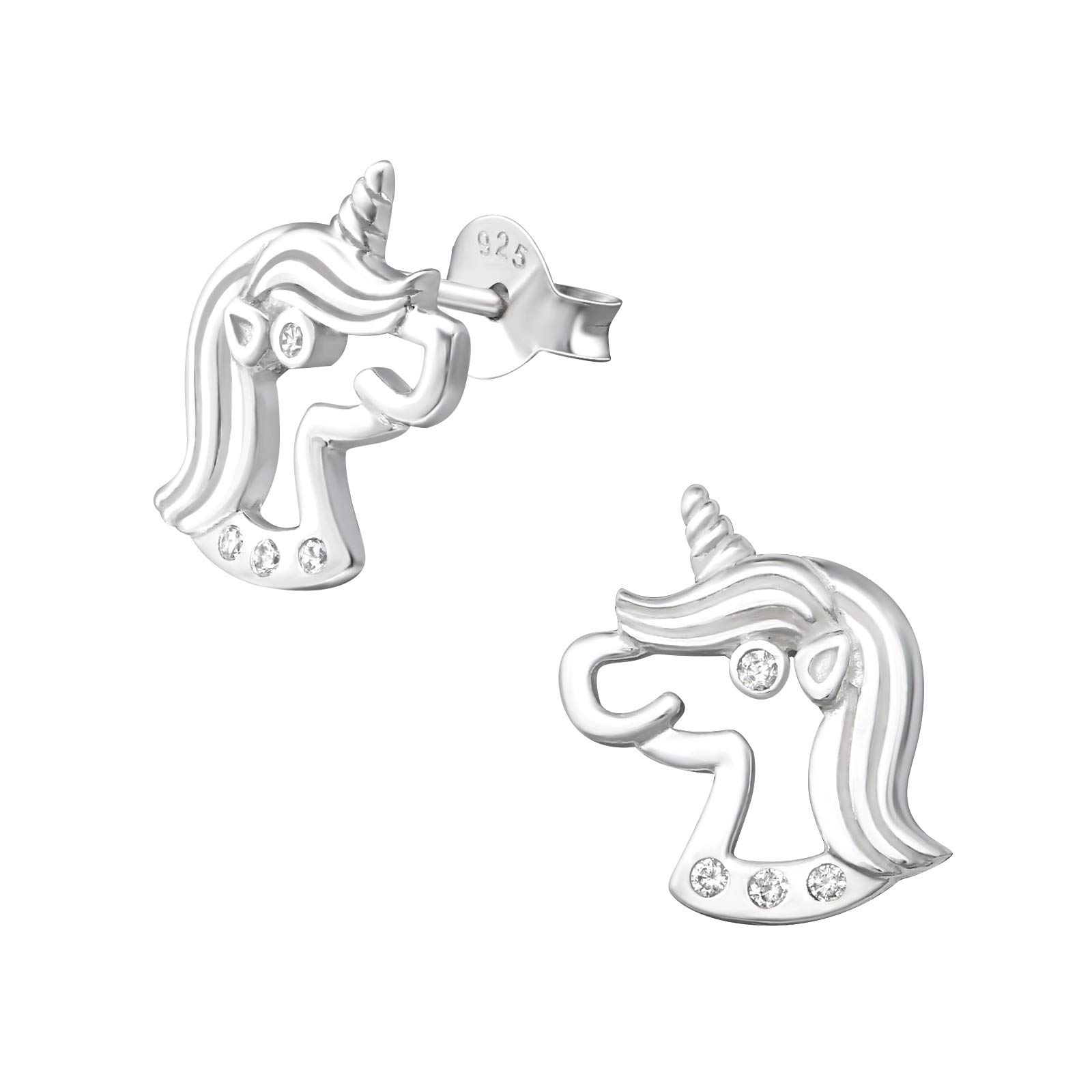 925 Sterling Silver Unicorn Stud Earrings for Women & Girls – Cute Fantasy Jewellery Gift Boxed