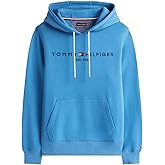 Tommy Hilfiger mens Embroidered Tommy Logo Fleece Pullover Hooded Sweatshirt, DstyIndigo, XL