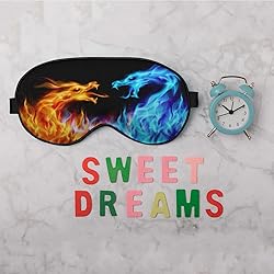 NOHSHE Fiery Dragons Sleep Eye Mask Eye Cover Blue