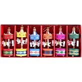 Yosoo 6pcs in One Set Wooden Carousel Horse Vintage Mini Hanging Pendant Christmas Tree Ornaments Christmas Birthday Gift Mixed Color