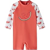 LIBREDGE Baby Girls Long Sleeve One Piece Swimsuit Infant Rash Guard Swimwear Zipper UPF 50+ Sun Protection