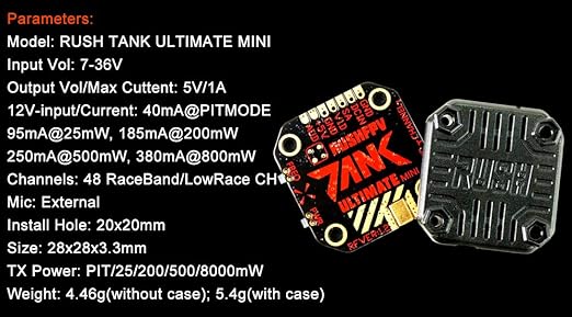Rush Tank Mini Fpv Transmitter 5 8ghz 48ch Pit 25 200 500 800mw Vtx Video Transmitter 20x20mm External Audio Mmcx Connector With Rush Cherry Antenna