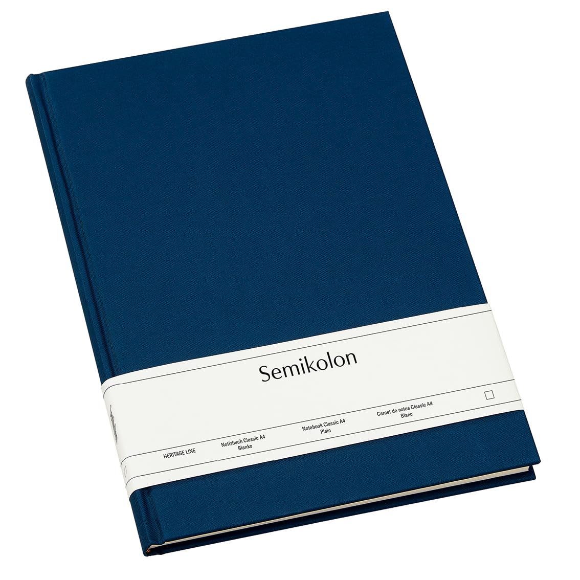 Semikolon 351232 Classic A4 Notebook, Blank - 176 Pages, Cream-White Paper - Bookmark - Navy Blue