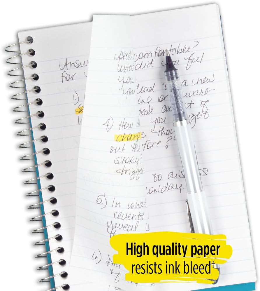 Five Star Spiral Notebook, 2 Subject, College Ruled Paper, 100 sheets, 9-1/2" x 6", Teal (06180AA4) : Office Products