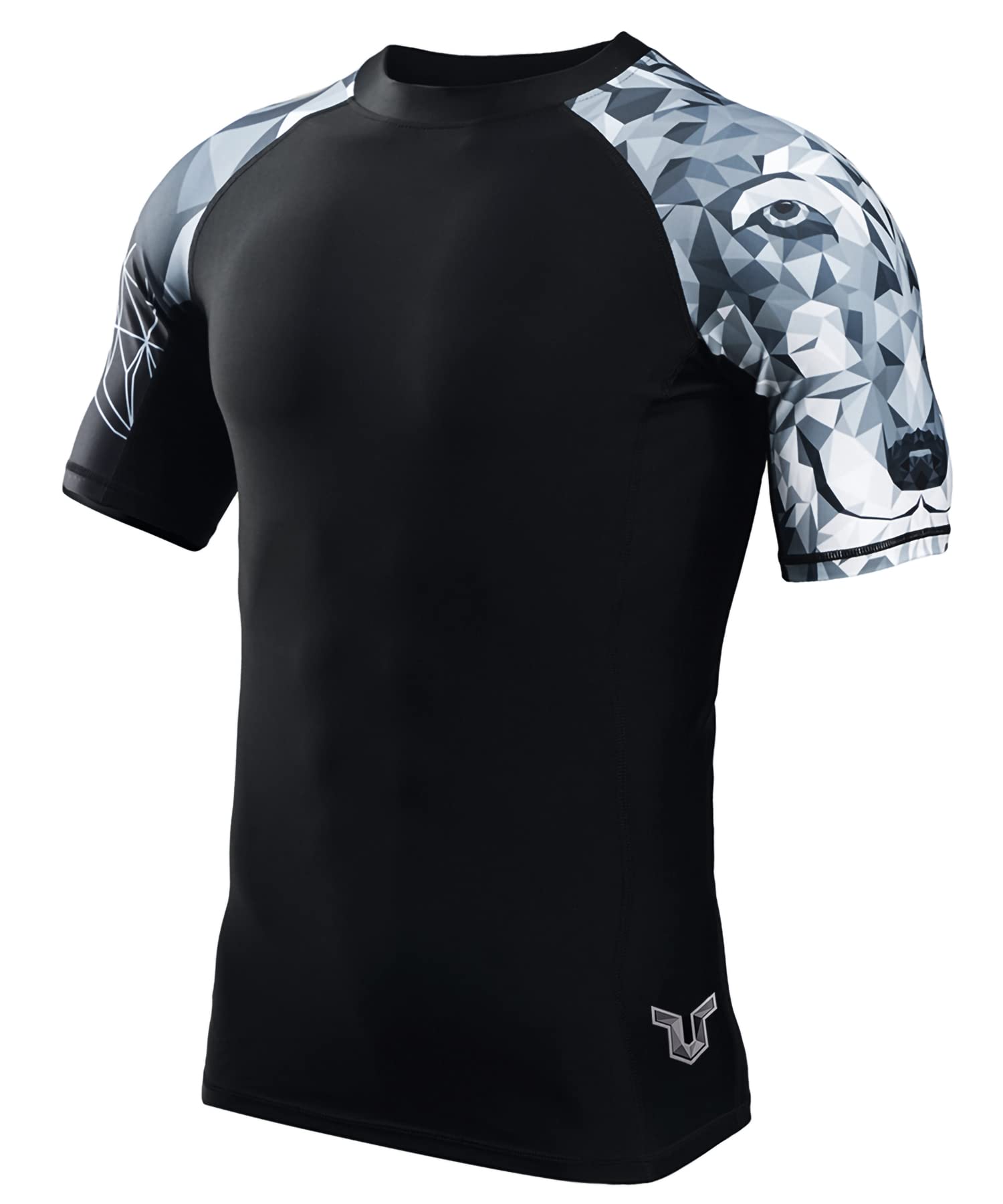 Photo 1 of Men's Splice UV Sun Protection UPF 50+ Skins Rash Guard Short Sleeves(Wolf,L)