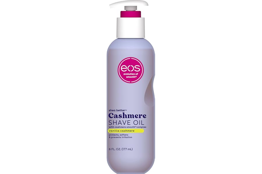 eos Cashmere Shave Oil, Vanilla Cashmere, Soothing Moisturizing, Prevents Irritation and Razor Burn, Bikini Area-Approved, Body Care, 6 fl oz