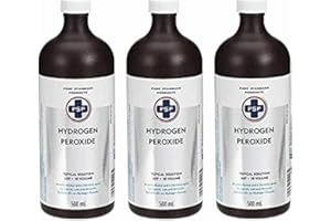Hydrogen Peroxide 3% USP Topical Solution, Skin Disinfectant and Sterilization, 500 ml, 3 Bottles