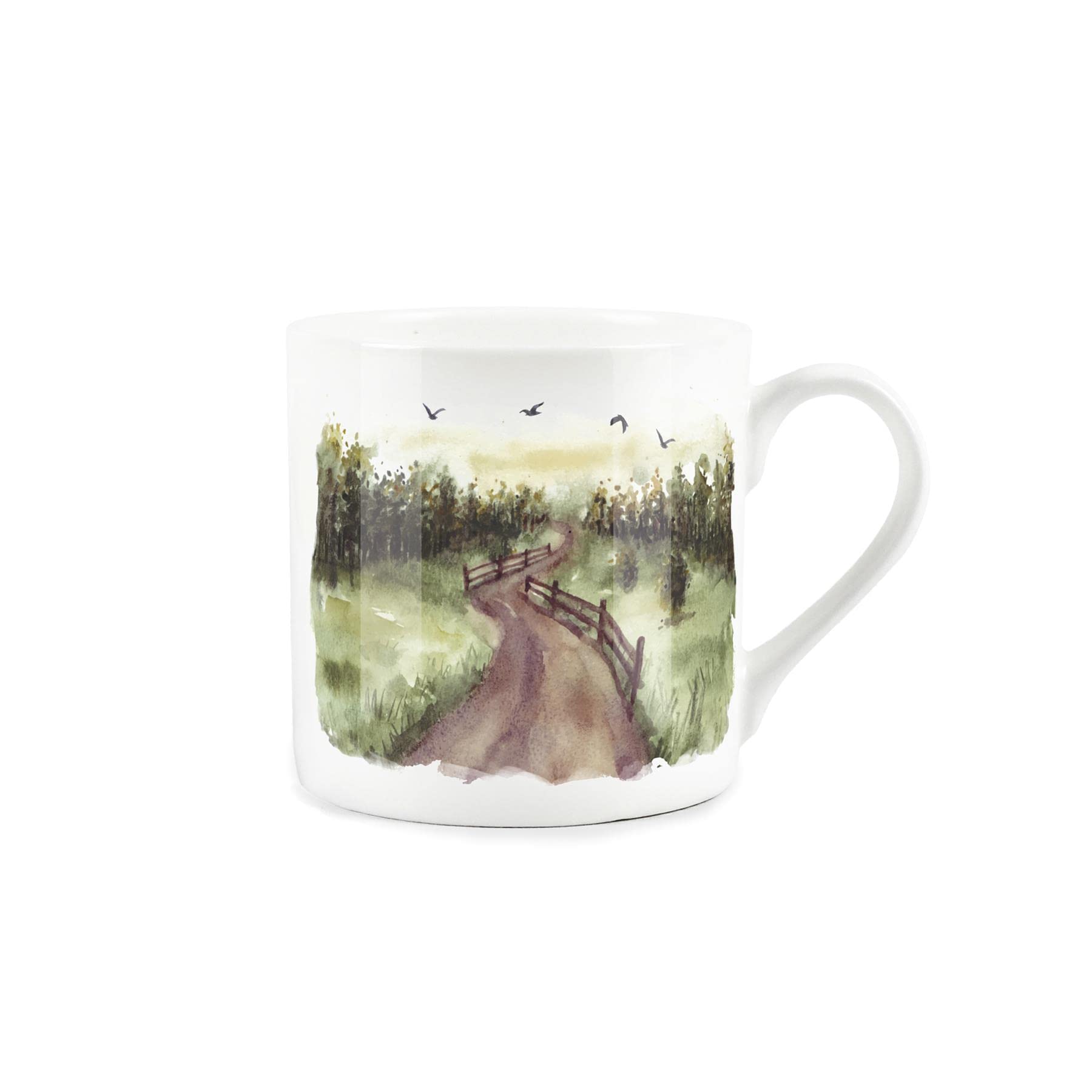Purely Home Painted Scenes Country Lane Design Mug - Fine Bone China White Mug Coffee/Tea Gift