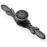 10 Pack 1.22 Inch Daisy Oil Rubbed Bronze Cabinet Knobs with Backplate | Daisy Petal Design, Solid Zinc Alloy, Rust Resistant, Easy Install for Kitchen Bathroom Dresser