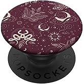 Burgundy Mystical Witchcore Celestial Night Moth & Snake PopSockets Swappable PopGrip