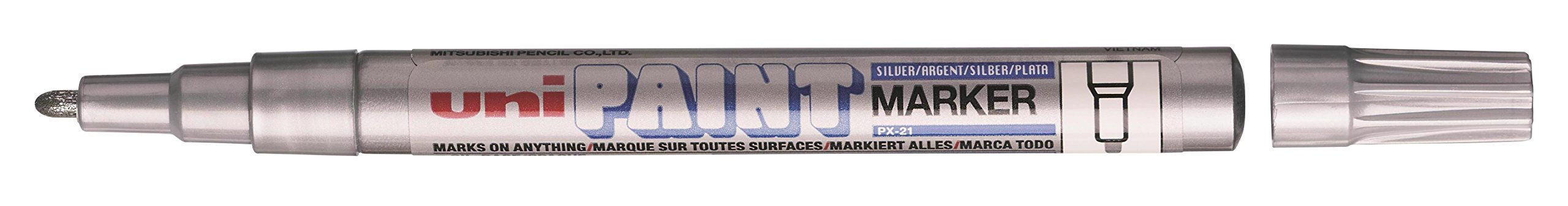 1 x Uni Multi Surface Paint Marker Pen PX-21 Fine Bullet Tip Silver