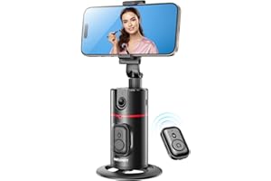 MAPLEPARTY Auto Face Tracking Phone Holder, 360°Rotation Motion Sensor Track Moving Tripod for iPhone with Remote, No App,Gesture Control, Smart Face Body Phone Mount for Live Vlog Streaming Video,Black