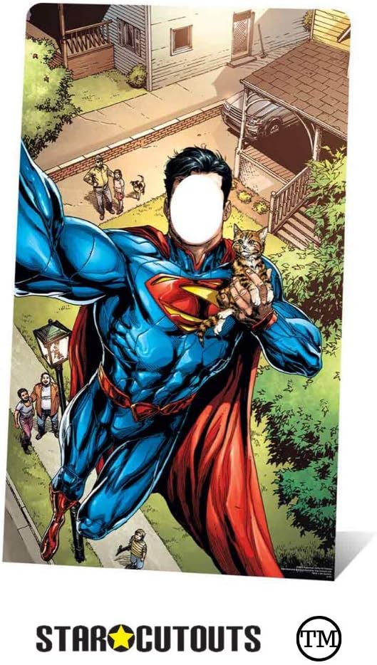 SC843 Superman Selfie Cardboard Cutout Stand In Perfect for Superman Parties Superhero Events and Fans Height 168cm Width 96cm
