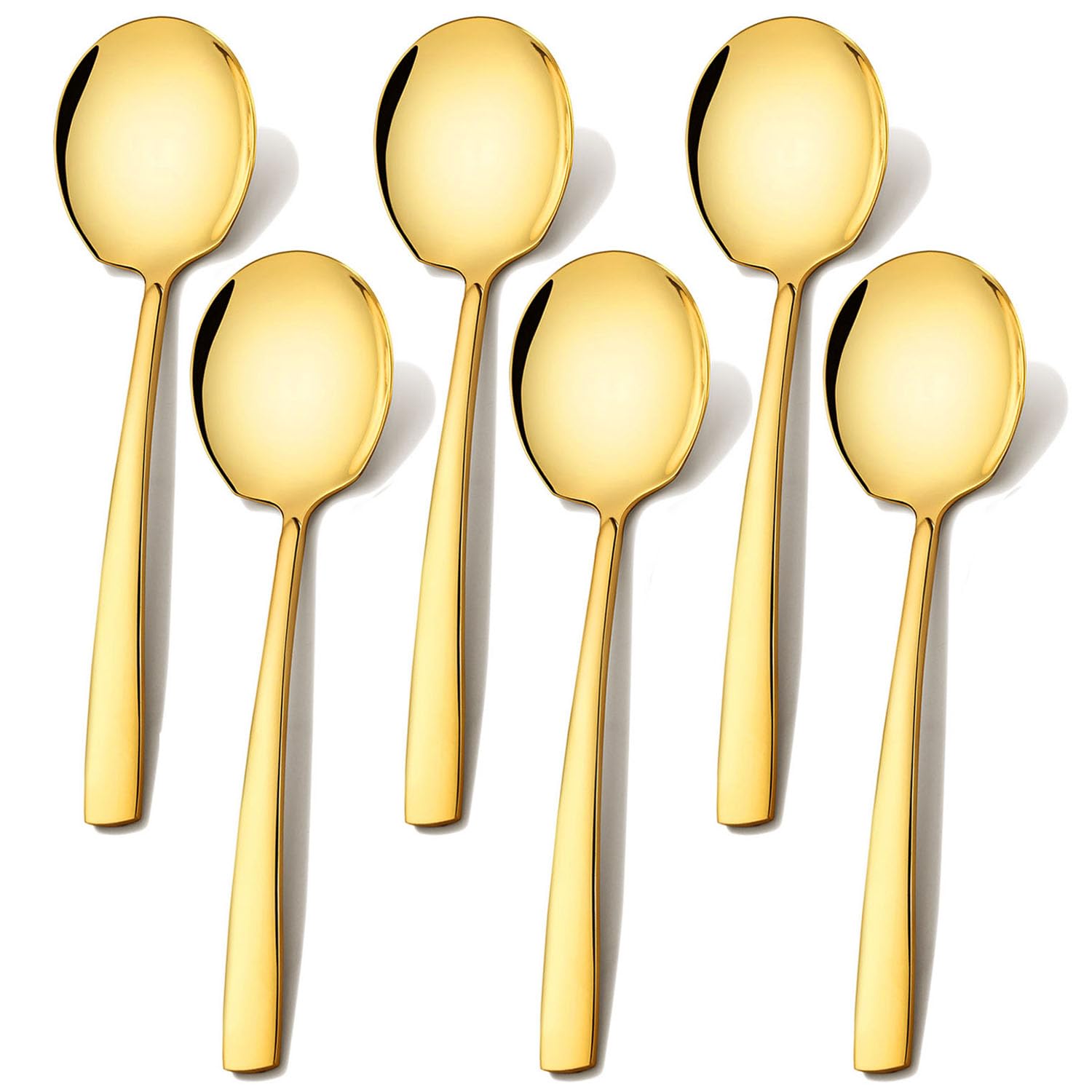 Photo 1 of Extra Large Serving Spoons Set 11.7 Inch Gold Serving Utensils 18/8 Stainless Steel Big Metal Spoons for Buffet, Parties, Catering, Banquet - Dishwasher Safe (6-Piece, Gold)